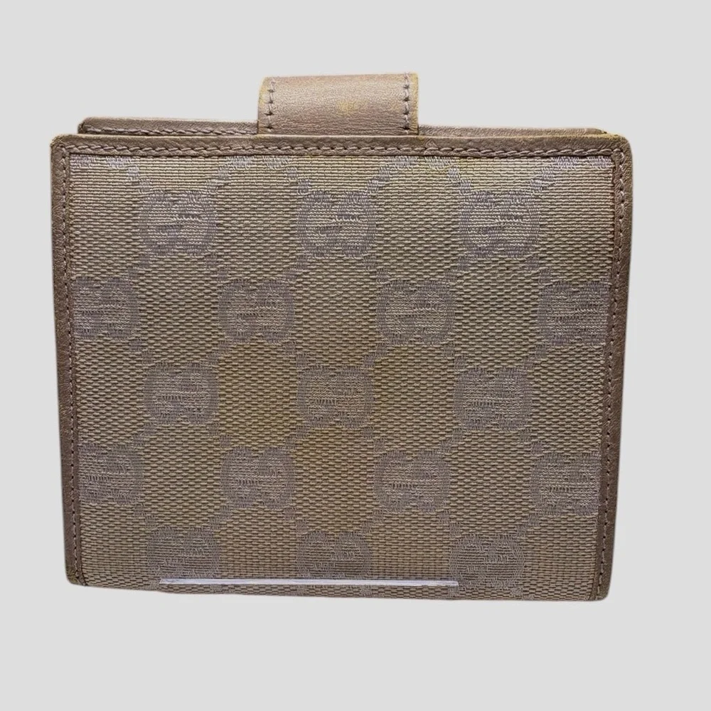 Gucci Lavender Cream GG Canvas Compact Wallet w/ Box Authentic PROJECT